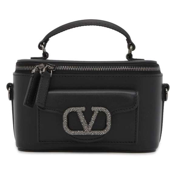 Valentino 2way Garavani Loco Jewel Calfskin Handbag Black - Picture 1 of 6